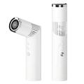 Mini Lipstick-Shaped Handheld Fan with Digital Display and LED Light - White