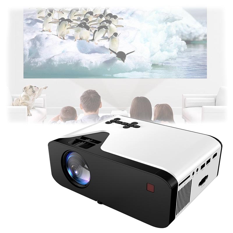 bibliotek industri træthed Mini Portable HD LED Projector with Remote Control - 1080p - White
