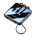 Mini Power Bank 10000mAh - 2x USB, Lightning, USB-C, MicroUSB - Black