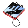 Mini Power Bank 10000mAh - 2x USB, Lightning, USB-C, MicroUSB - Red