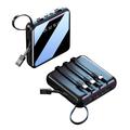 Mini Power Bank 10000mAh with 2x USB Ports and Lightning, USB-C, MicroUSB Cables