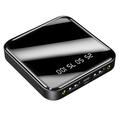 Mini Power Bank 10000mAh with Dual USB Ports and LCD Display - Black
