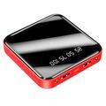 Mini Power Bank 10000mAh with Dual USB Ports and LCD Display - Red