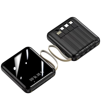 Mini Power Bank 20000mAh - 2x USB, Lightning, USB-C, MicroUSB - Black