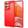Motorola Edge 50 Brushed TPU Case - Carbon Fiber - Red