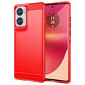 Motorola Edge 50 Fusion/G96 Brushed TPU Case - Carbon Fiber - Red