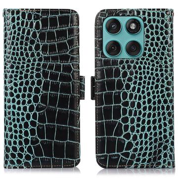 Motorola Edge 60 Fusion Crocodile Series Wallet Leather Case with RFID - Green
