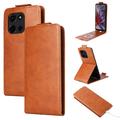 Motorola Edge 60 Fusion Vertical Flip Case with Card Slot - Brown