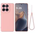 Motorola Edge 60 Pro Liquid Silicone Case with Hand Strap - Pink
