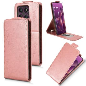 Motorola Edge 60 Pro Vertical Flip Case with Stand - Rose Gold