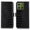 Motorola Edge 70 Crocodile Series Wallet Leather Case with RFID - Black