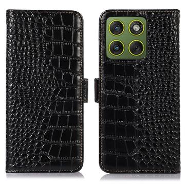 Motorola Edge 70 Crocodile Series Wallet Leather Case with RFID - Black