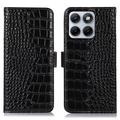 Motorola Edge 70 Fusion Crocodile Series Wallet Leather Case with RFID - Black