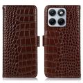 Motorola Edge 70 Fusion Crocodile Series Wallet Leather Case with RFID - Brown