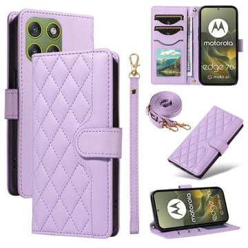 Motorola Edge 70 Luxury Quilted Wallet Case - Purple