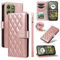 Motorola Edge 70 Luxury Quilted Wallet Case - Rose Gold