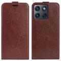 Motorola Edge 70 Vertical Flip Case with Card Slot - Brown