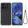 Motorola Moto G Stylus 5G (2025) Liquid Silicone Case with Hand Strap - Black