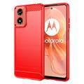 Motorola Moto G04/G24 Brushed TPU Case - Carbon Fiber - Red