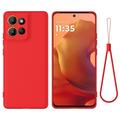 Motorola Moto G17 Power/G17/G15 Liquid Silicone Case with Hand Strap - Red