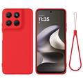 Motorola Moto G37/G37 Power/G47 Liquid Silicone Case with Hand Strap - Red