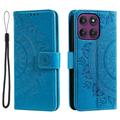 Motorola Moto G37 Power Mandala Wallet Case with Wrist Strap - Blue