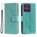 Motorola Moto G37 Power Mandala Wallet Case with Wrist Strap - Mint Green