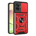 Motorola Moto G55 Rotary Ring Hybrid Case with Camera Shield - Red
