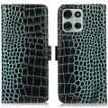 Motorola Moto G75 Crocodile Series Wallet Leather Case with RFID - Green