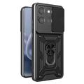Motorola Moto G77/G67 Rotary Ring Hybrid Case with Camera Shield - Black