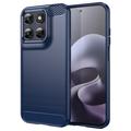Motorola Moto G77/G67 Brushed TPU Case - Carbon Fiber - Blue