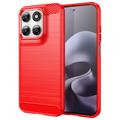 Motorola Moto G77/G67 Brushed TPU Case - Carbon Fiber - Red