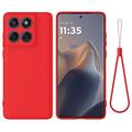 Motorola Moto G77 Power Liquid Silicone Case with Hand Strap - Red
