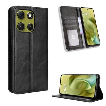Motorola Moto G86 Power Retro Wallet Case with Magnetic Closure - Black