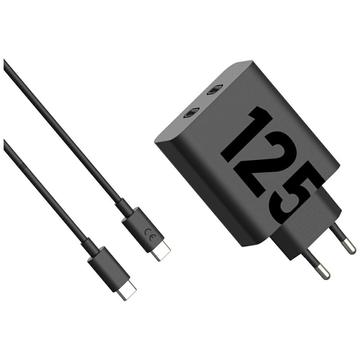 Motorola TurboPower 125W Dual USB-C Wall Charger with USB-C Cable - Black