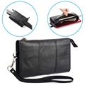 Multi-Slot Universal Hand & Waist Leather Bag - 6.5" - Black