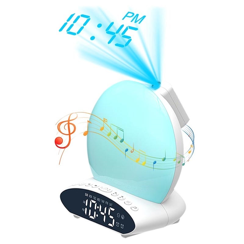 Multifunctional Alarm Clock With Fm Radio And Night Light White Multifunctional Alarm Clock With Fm, Alarm Clock With Projection Light