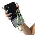 Mushroom Pearl Beaded Phone Strap / Wrist Lanyard - 20cm - Green