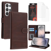 Samsung Galaxy S26 Ultra MyTPhone CardMate Leather Wallet Case - Dark Brown