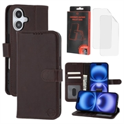 iPhone 16 MyTPhone CardMate Leather Wallet Case - Dark Brown