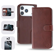 iPhone 17 Pro MyTPhone CardMate Leather Wallet Case - Dark Brown