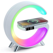 N69 Multifunctional APP Control 15W Wireless Charger Bluetooth Speaker Clock Atmosphere Light , EU Plug - White