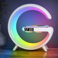 N69 Multifunctional APP Control 15W Wireless Charger Bluetooth Speaker Clock Atmosphere Light , EU Plug - White