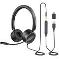 NEW BEE H360 Telephone Headset On Ear 3.5mm / USB Wired Noise Cancelling Microphone with Mic for Computer PC Laptop Stereo