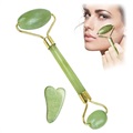 Natural Jade Massage Roller with Gua Sha Face Scraper