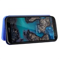 Nokia C1 Plus Flip Case - Carbon Fiber - Blue