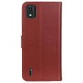 Nokia C2 2nd Edition Wallet Case with Magnetic Closure - Brown