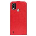 Nokia C21 Plus Vertical Flip Case with Card Slot - Red