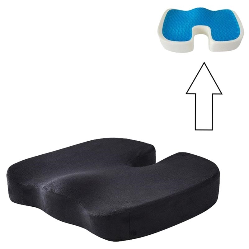 Non Slip Memory Foam Coccyx Orthopedic Seat Office Chair Cushion Pain  Relief Blk