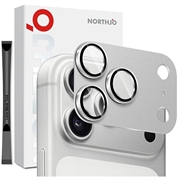 iPhone 18 Pro Northjo Full Protection Matte Metal and Tempered Glass Camera Lens Protector - Silver